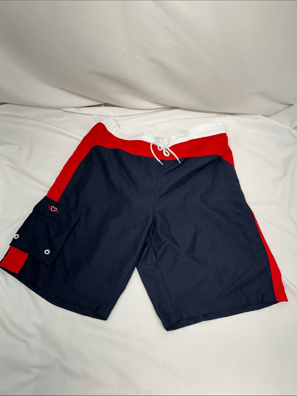 Disney Cruise Line Men's Navy & Red Swim Board Shorts with Side Pocket LG